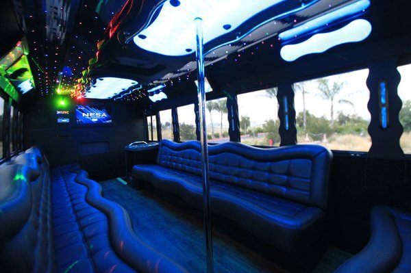 white party bus rental interior